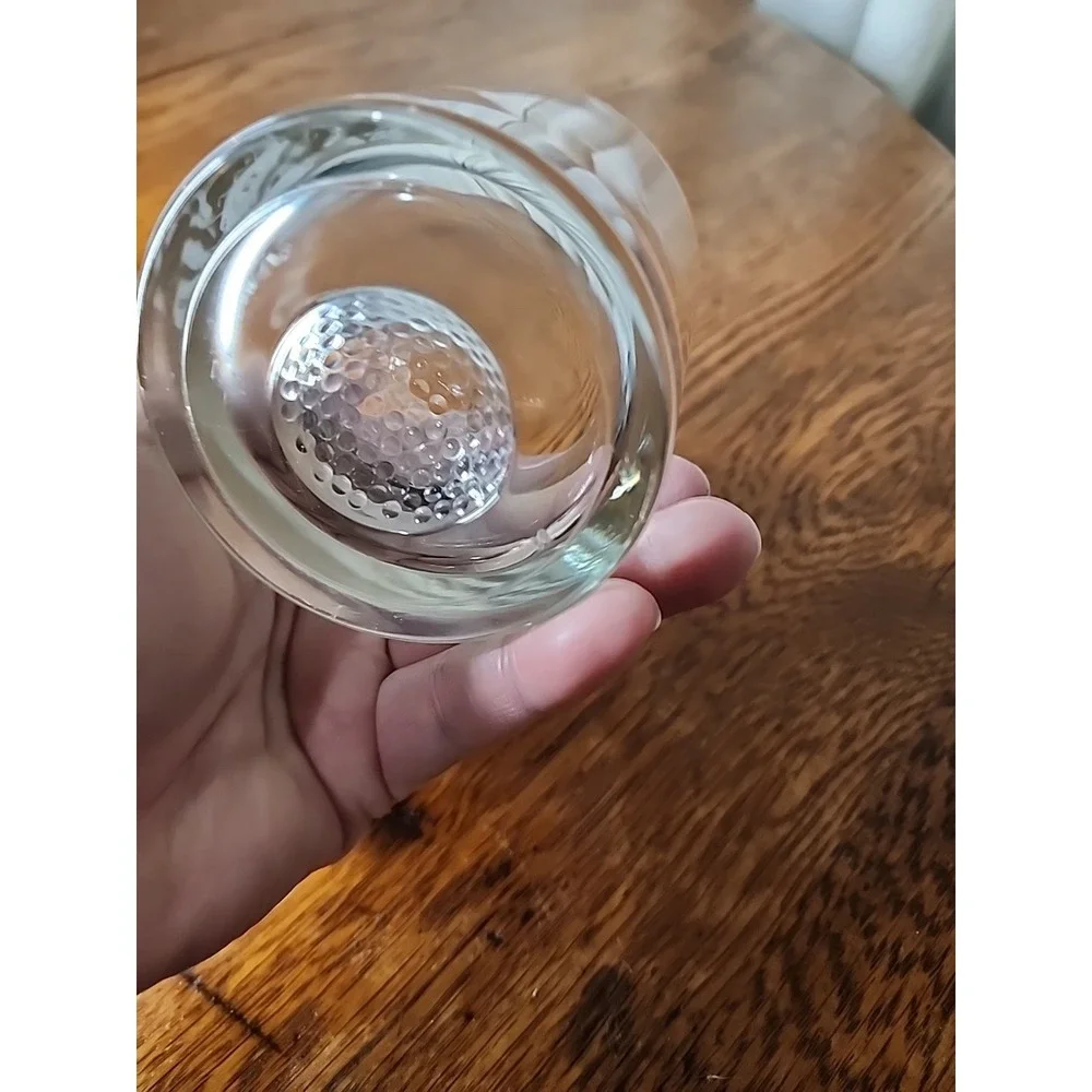 JIM BEAM GOLF BALL IMPRESSED LOW BALL HEAVY BAR GLASS